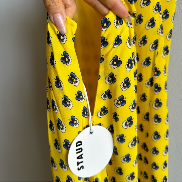 Staud Bellamy Dress in Soleil Calico / Lace Up Backless Maxi Dress w/ Slit - Picture 13 of 16